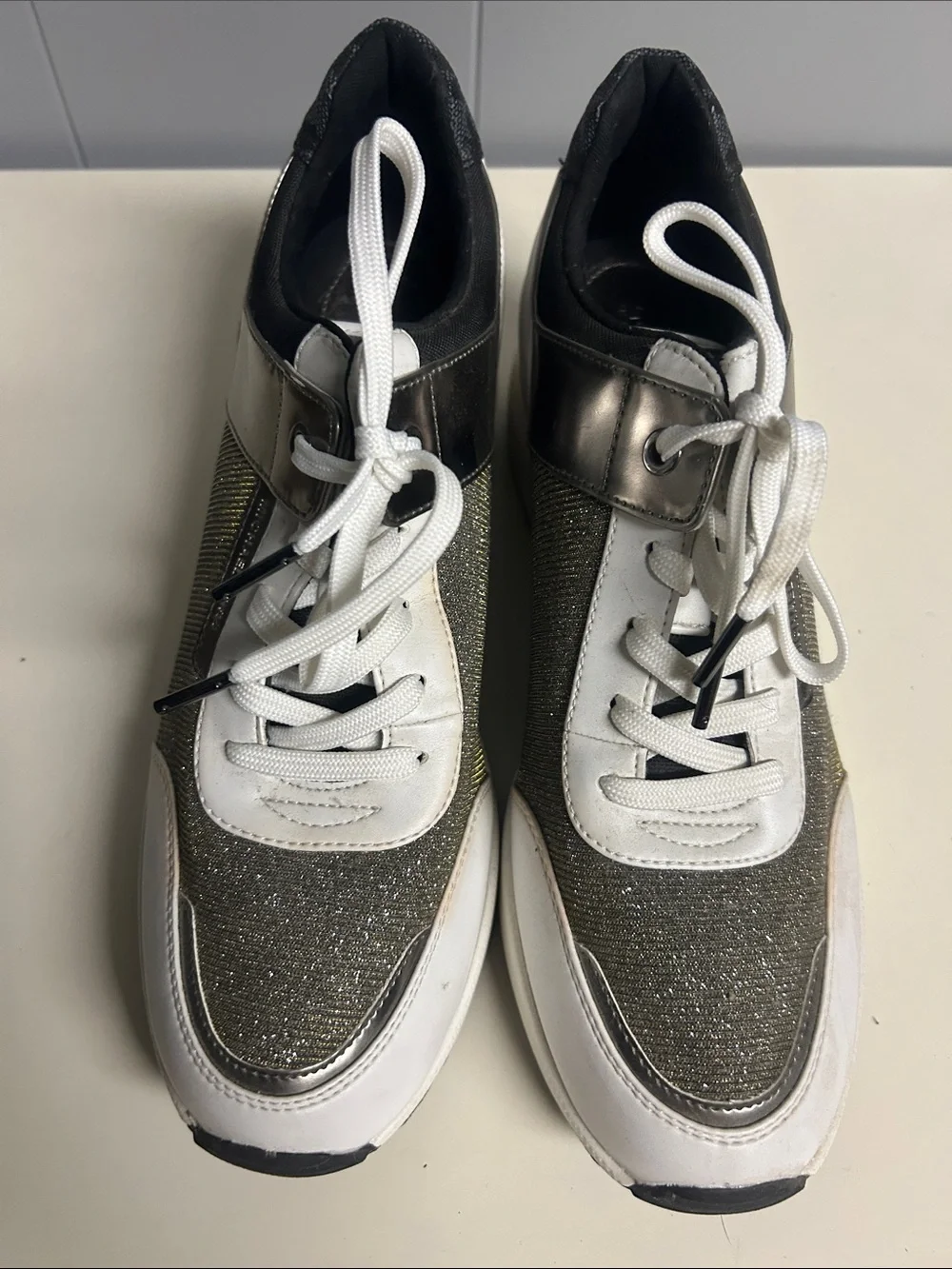 Michael Kors Metallic Olive & White Lace-Up Sneakers